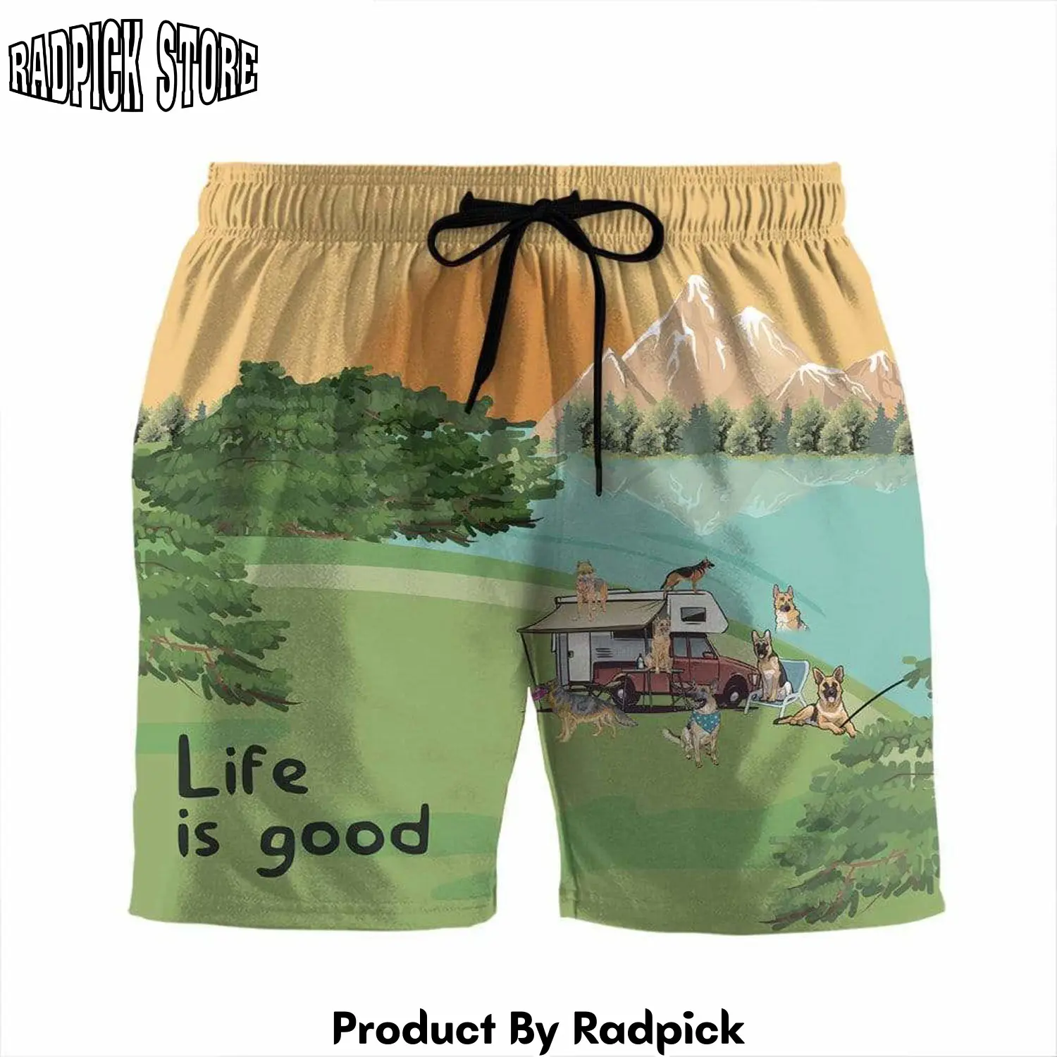 Radpick 3d german shepherd life is good summer beach shorts swim trunks rp631491